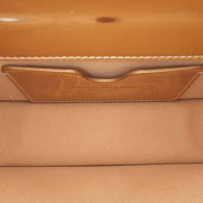 Alexander McQueen Mini Metallic Calfskin Jewelled Crossbody Gold Leather Very good condition - Model View