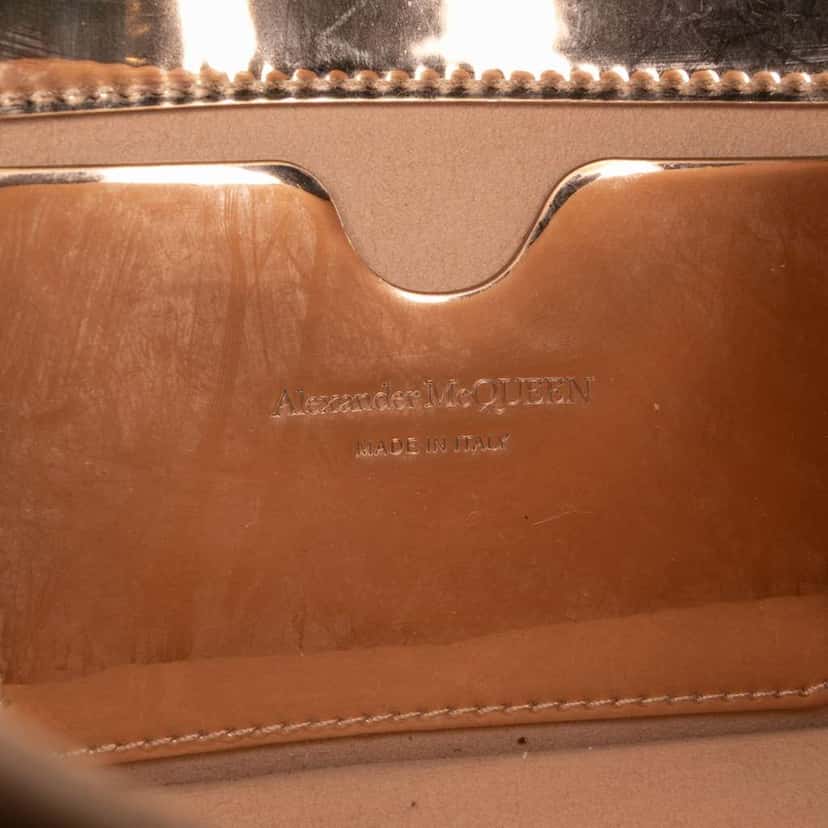 Alexander McQueen Mini Metallic Calfskin Jewelled Crossbody Gold Leather Very good condition - Box View