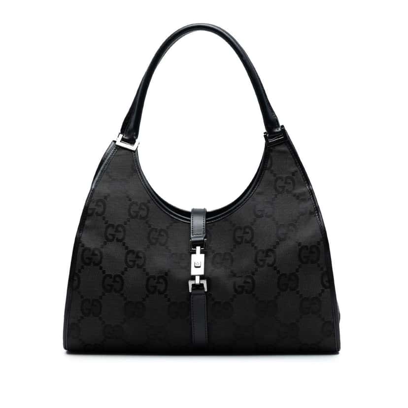 Gucci GG Canvas Jackie Bardot Shoulder Bag Brown Canvas Good condition - Front View