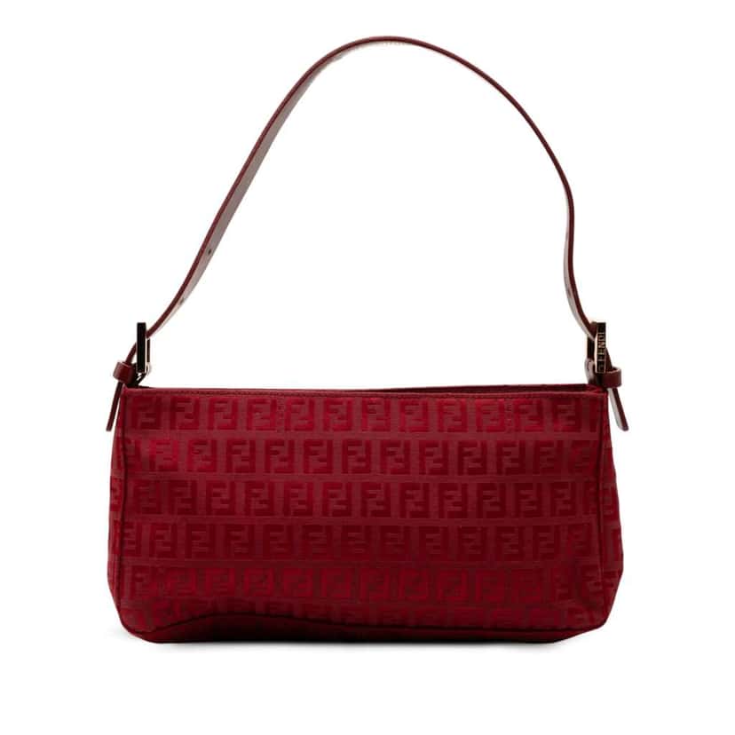 Fendi Zucchino Canvas Pochette Red Canvas Good condition - Front View