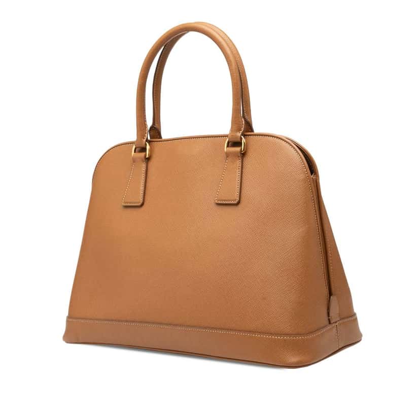 Prada Medium Saffiano Lux Open Promenade Satchel Brown Leather Good condition - Back View