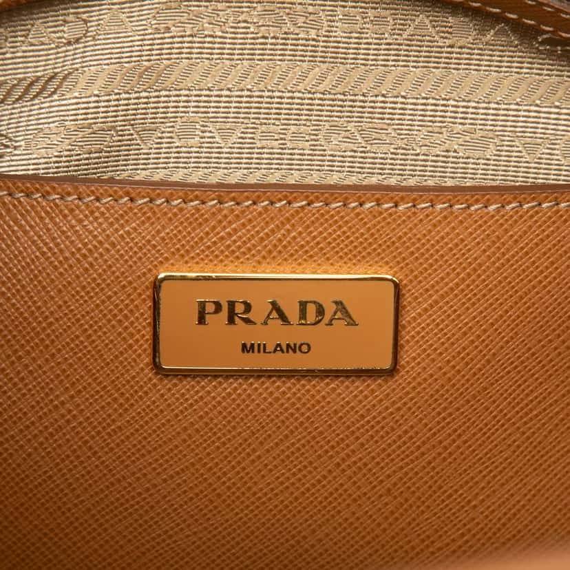 Prada Medium Saffiano Lux Open Promenade Satchel Brown Leather Good condition - Box View