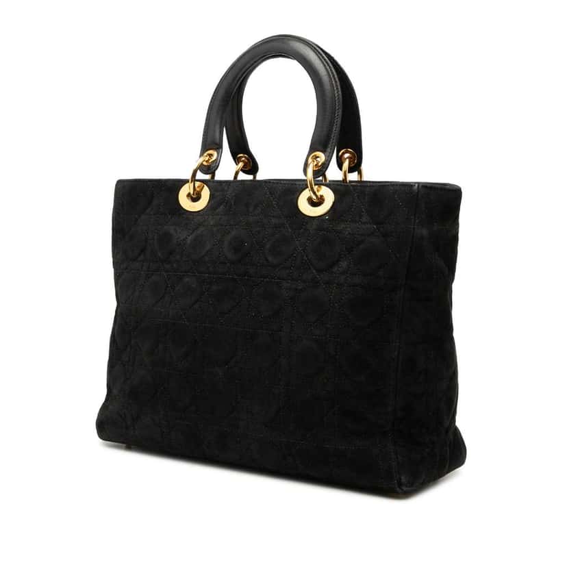 Dior Large Suede Cannage Lady Dior Black Leather Good condition - Back View