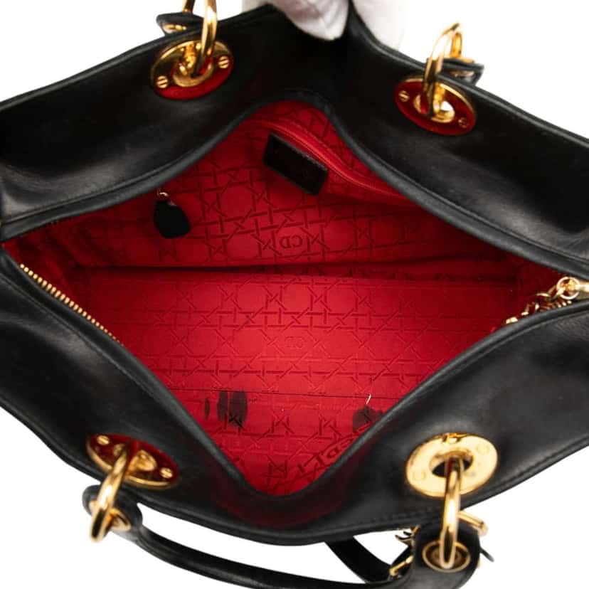 Dior Large Suede Cannage Lady Dior Black Leather Good condition - Box View