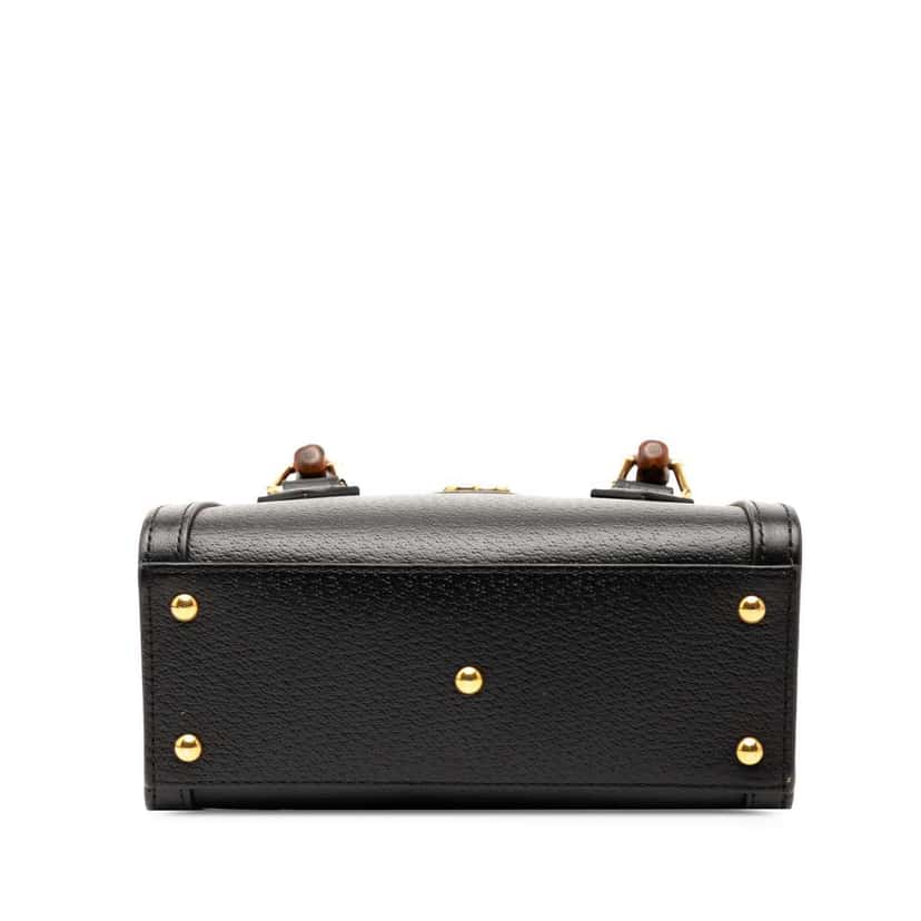 Gucci Small Calfskin Bamboo Diana Satchel Black Leather Good condition - Inside View