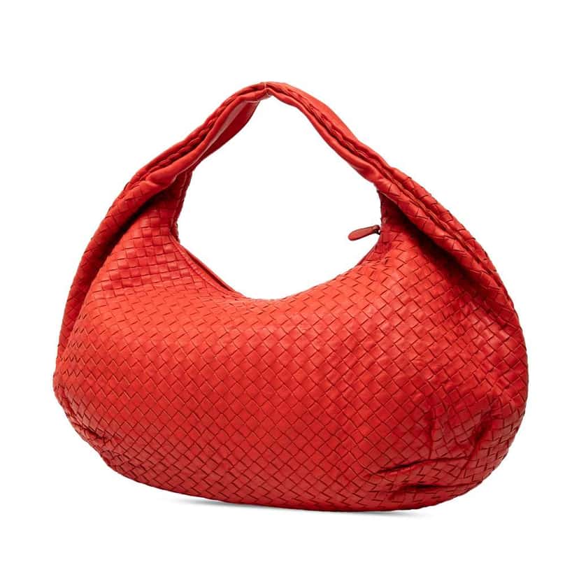 Bottega Veneta Large Nappa Intrecciato Belly Hobo Red Leather Very good condition - Back View