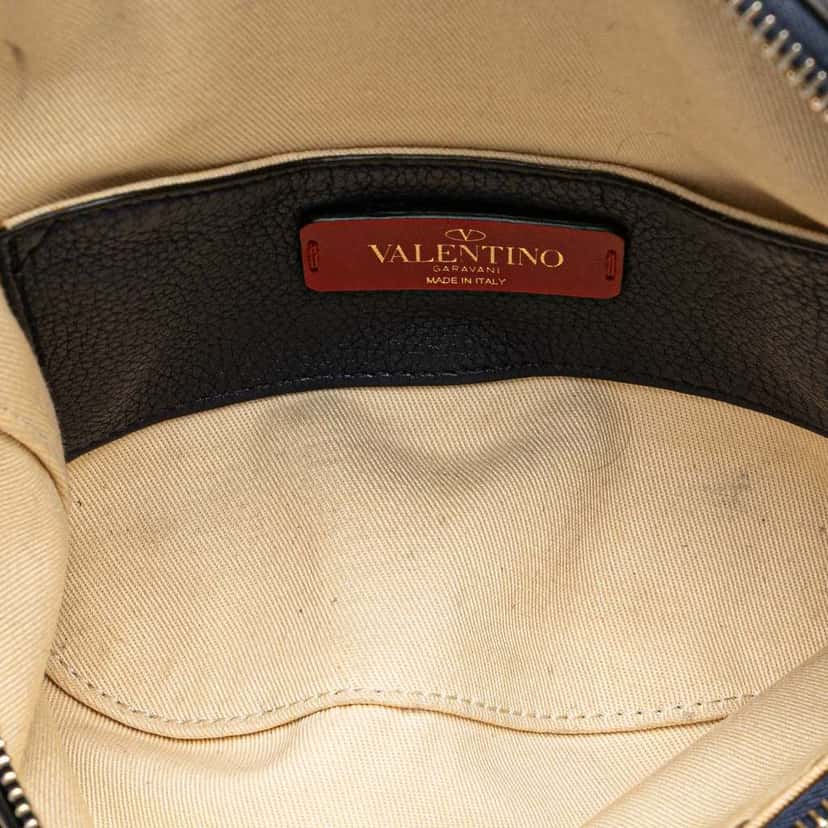 Valentino Grained Calfskin Rockstud Belt Bag Blue Leather Good condition - Model View
