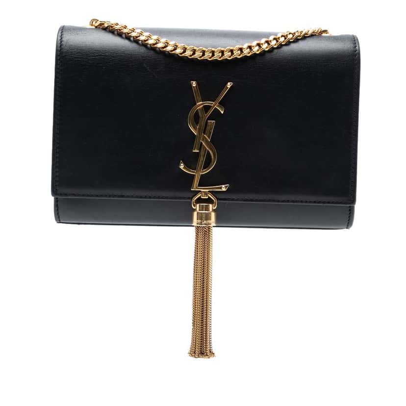 Saint Laurent Small Leather Monogram Kate Tassel Crossbody Black Leather Good condition - Front View