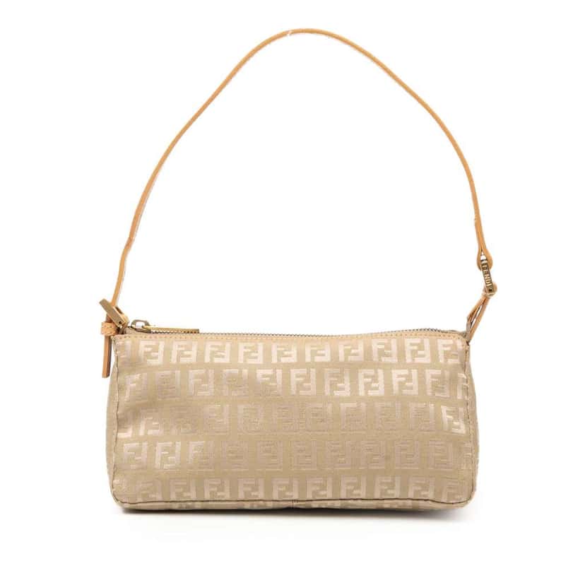 Fendi Zucchino Canvas Pochette Brown Canvas Good condition - Front View