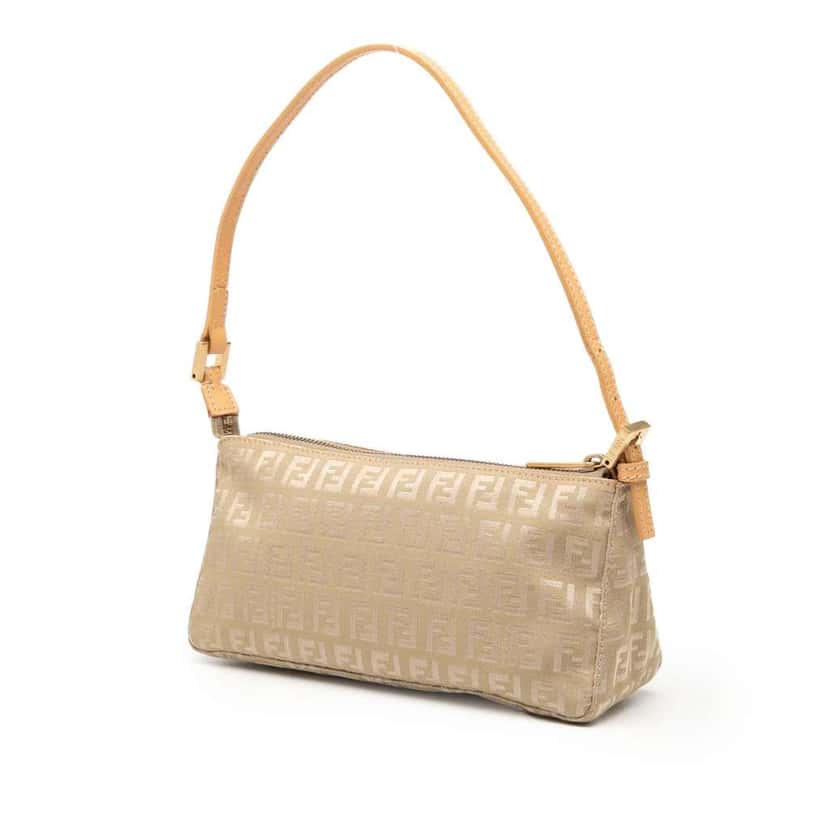 Fendi Zucchino Canvas Pochette Brown Canvas Good condition - Back View