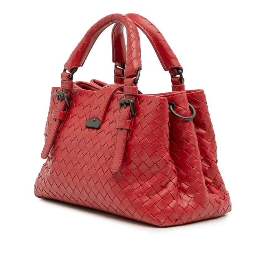 Bottega Veneta Mini Nappa Intrecciato Roma Satchel Red Leather Good condition - Back View