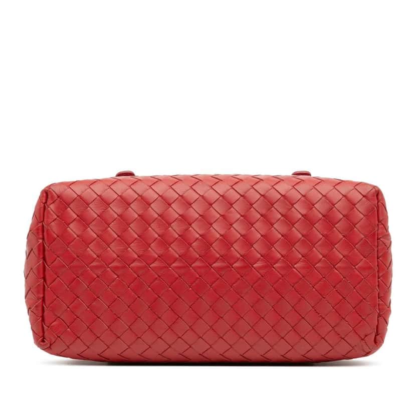 Bottega Veneta Mini Nappa Intrecciato Roma Satchel Red Leather Good condition - Inside View