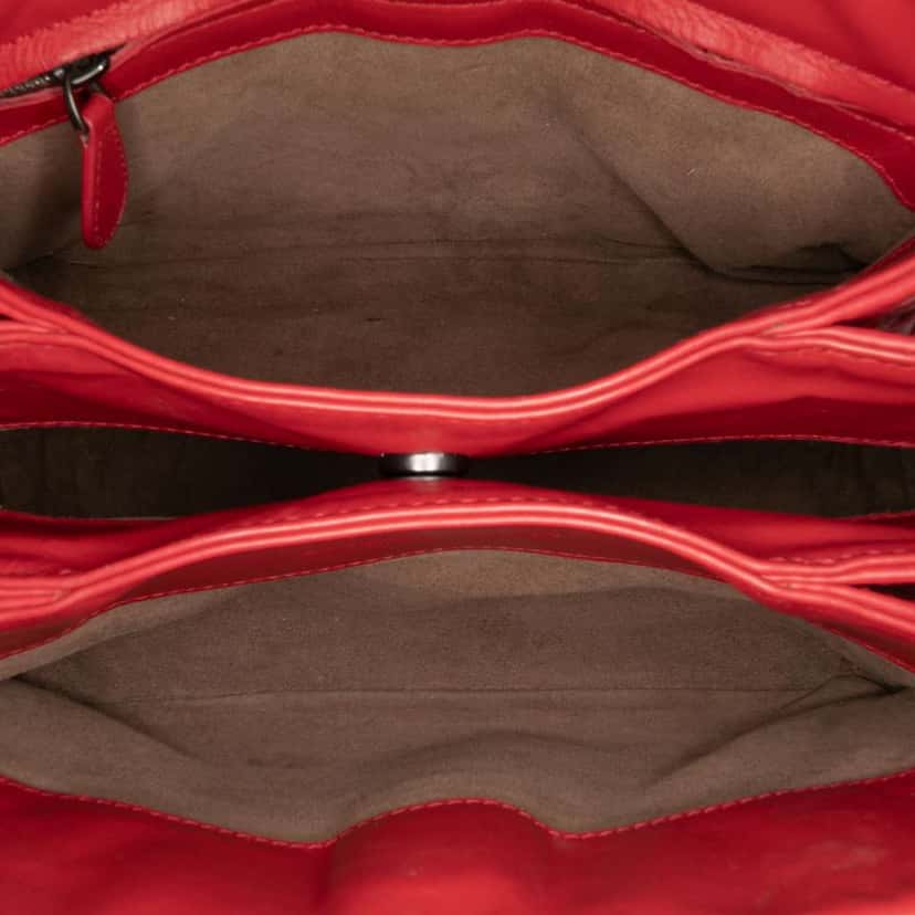 Bottega Veneta Mini Nappa Intrecciato Roma Satchel Red Leather Good condition - Model View