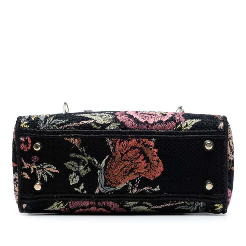Dior Mini Embroidered Canvas Mille Fleurs Lady D Lite Black Canvas Very good condition - Inside View