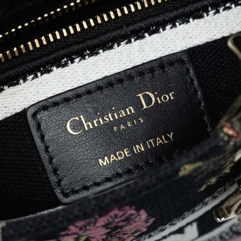Dior Mini Embroidered Canvas Mille Fleurs Lady D Lite Black Canvas Very good condition - Box View