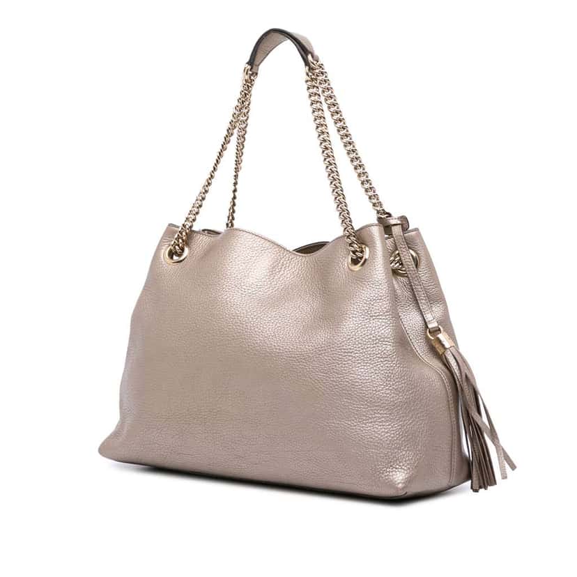 Gucci Medium Metallic Leather Soho Chain Tote Gold Leather Good condition - Back View