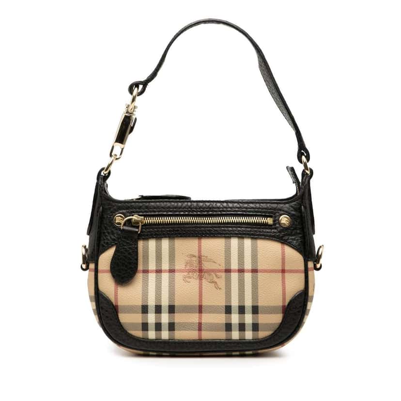 Burberry Haymarket Check Coated Canvas Shoulder Bag Brown Canvas Good condition - Front View