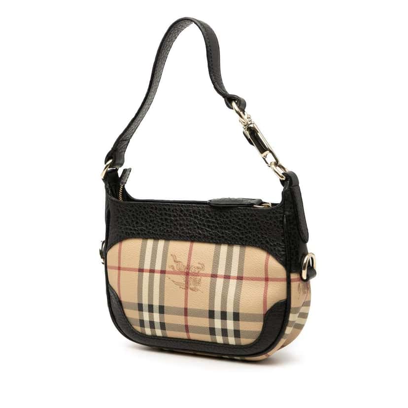 Burberry Haymarket Check Coated Canvas Shoulder Bag Brown Canvas Good condition - Back View