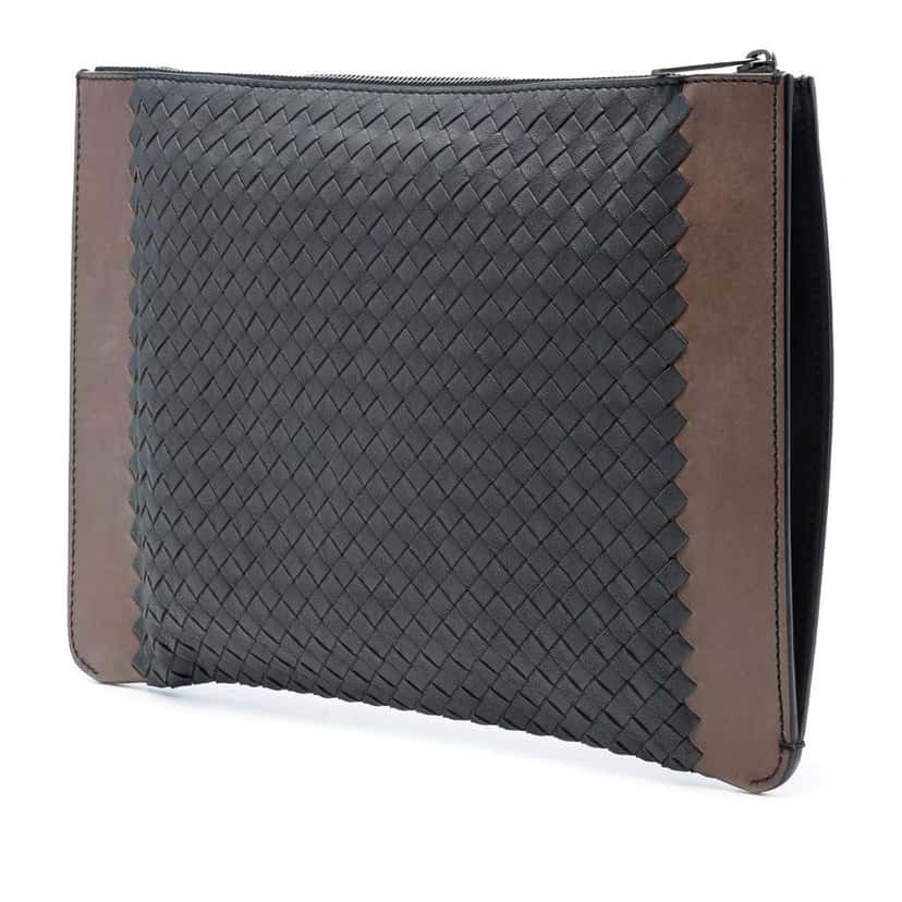 Bottega Veneta Bicolor Nappa Intrecciato Clutch Blue Leather Good condition - Back View