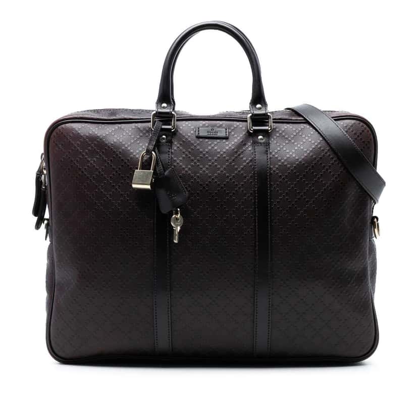 Gucci Diamante Leather Business Bag Brown Leather Good condition - Front View