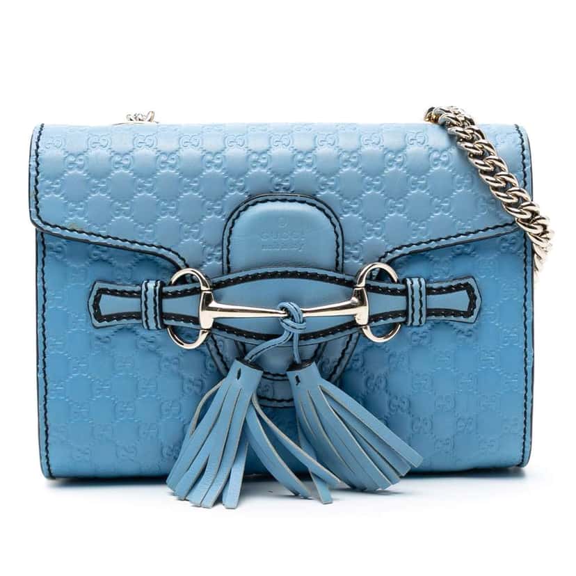 Gucci Mini Microguccissima Emily Crossbody Blue Leather Good condition - Front View