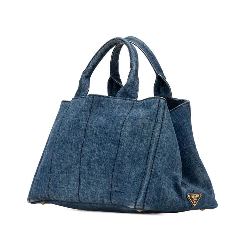 Prada Denim Canapa Logo Satchel Blue Denim Very good condition - Back View