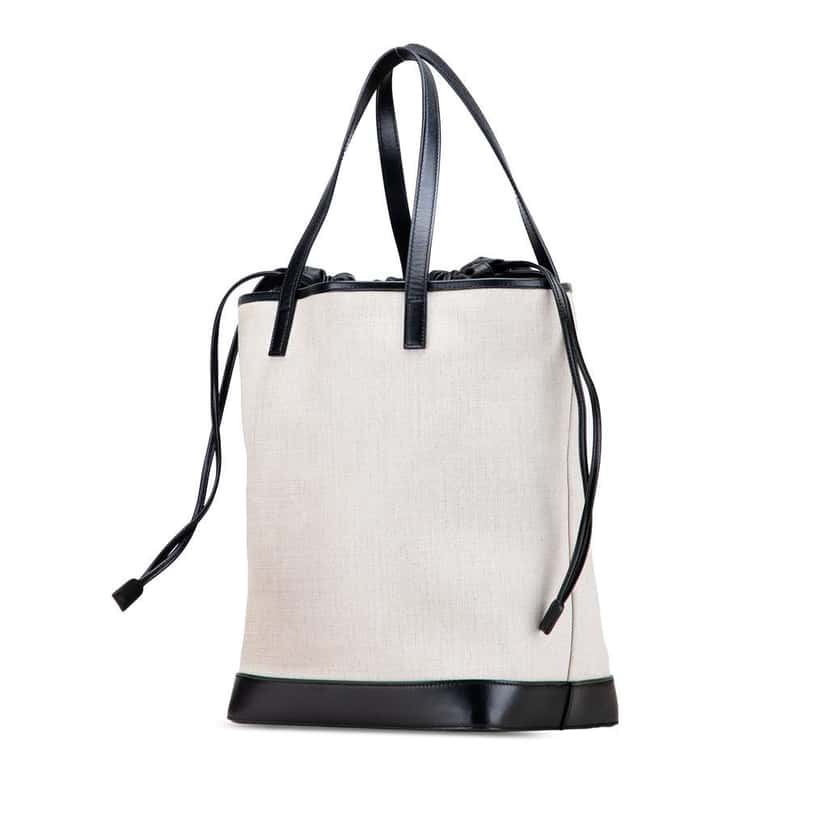 Saint Laurent Canvas Teddy Drawstring Shopping Tote White Canvas Good condition - Back View
