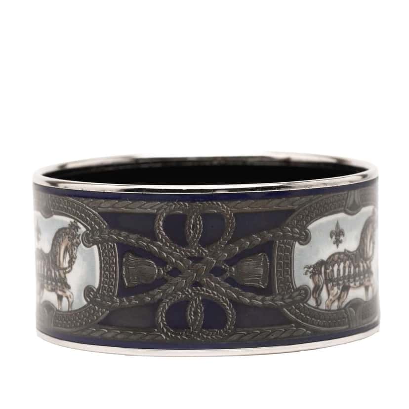 Hermès Extra Wide Grand Apparat Enamel Bangle 65 Black Good condition - Inside View