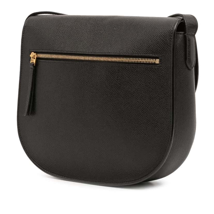 Celine Compact Grained Calfskin Trotteur Crossbody Black Leather Good condition - Back View