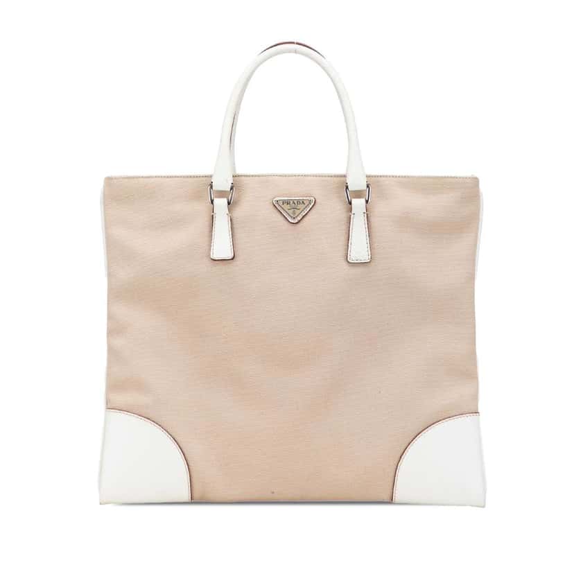 Prada Cinghiale Trimmed Canvas Canapa Tote Brown Canvas Very good condition - Front View