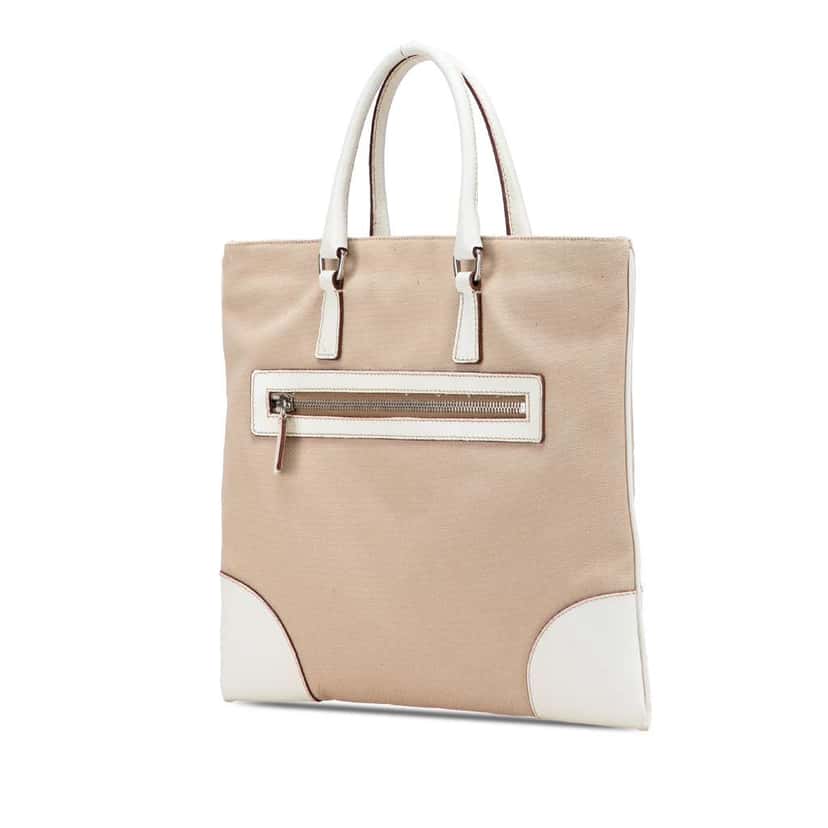 Prada Cinghiale Trimmed Canvas Canapa Tote Brown Canvas Very good condition - Back View
