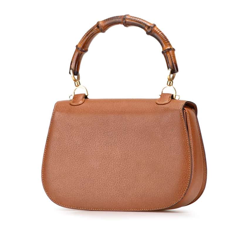 Gucci Grained Calfskin Bamboo Night Brown Leather Good condition - Back View