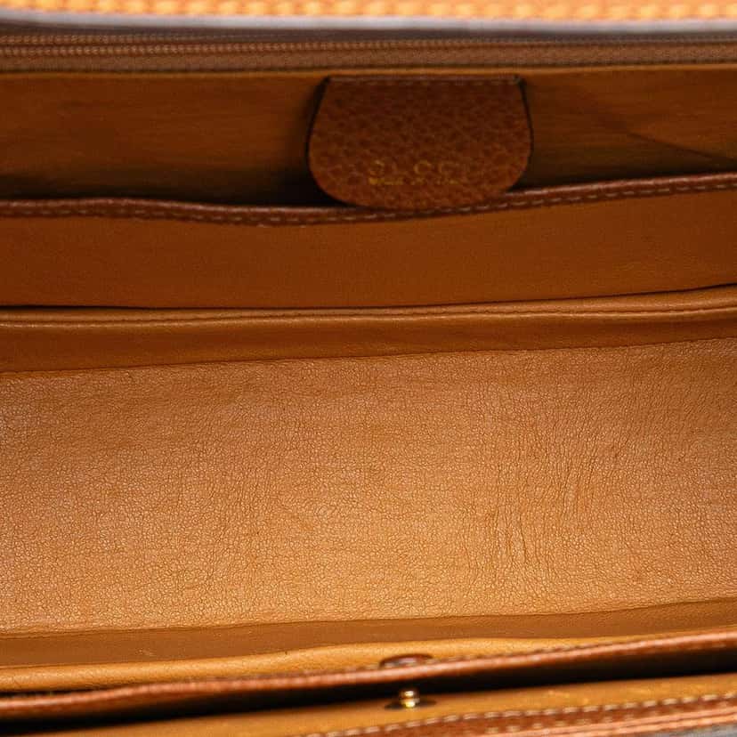Gucci Grained Calfskin Bamboo Night Brown Leather Good condition - Model View