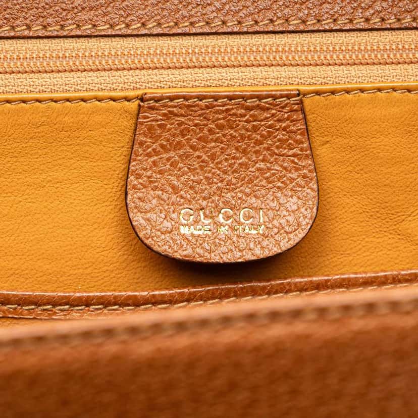 Gucci Grained Calfskin Bamboo Night Brown Leather Good condition - Box View