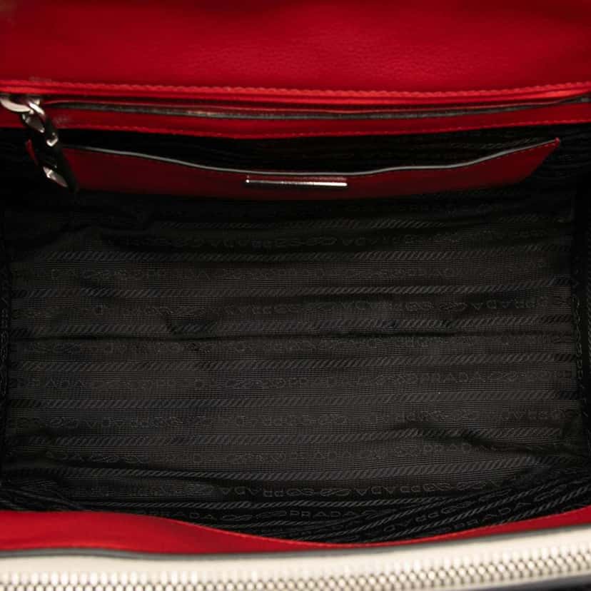 Prada Multicolor Glace Calf Twin Pocket Satchel White Leather Good condition - Model View
