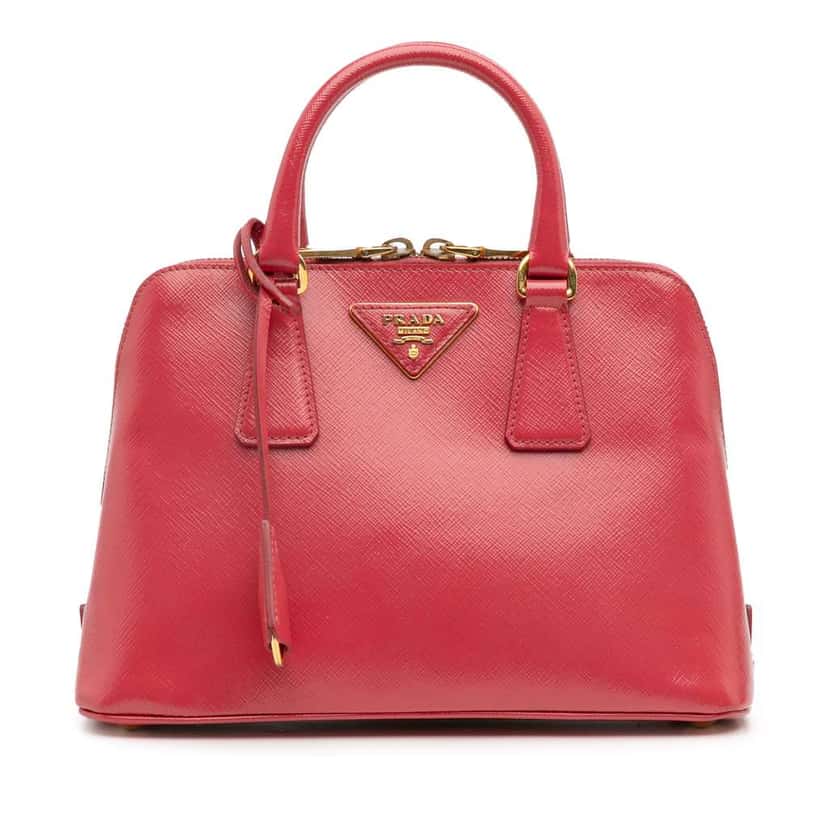 Prada Limited Edition Small Saffiano Vernice Promenade Satchel Pink Leather Good condition - Front View