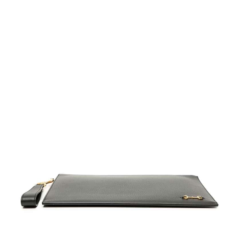 Gucci Leather Horsebit 1955 Zip Clutch Black Leather Good condition - Inside View