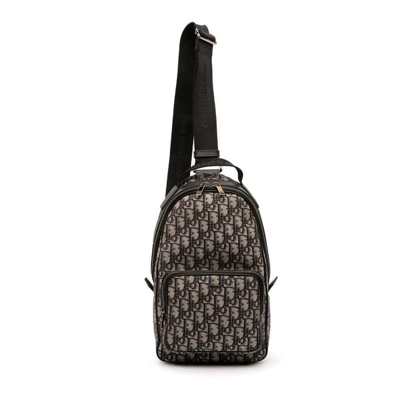 Dior Mini Oblique Canvas Rider Sling Bag Blue Canvas Good condition - Front View
