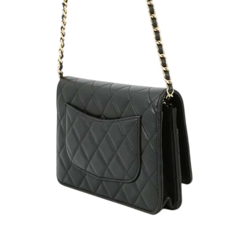 Chanel CC Quilted Lambskin Coco Casino Wallet On Chain Black Leather Good condition - Back View