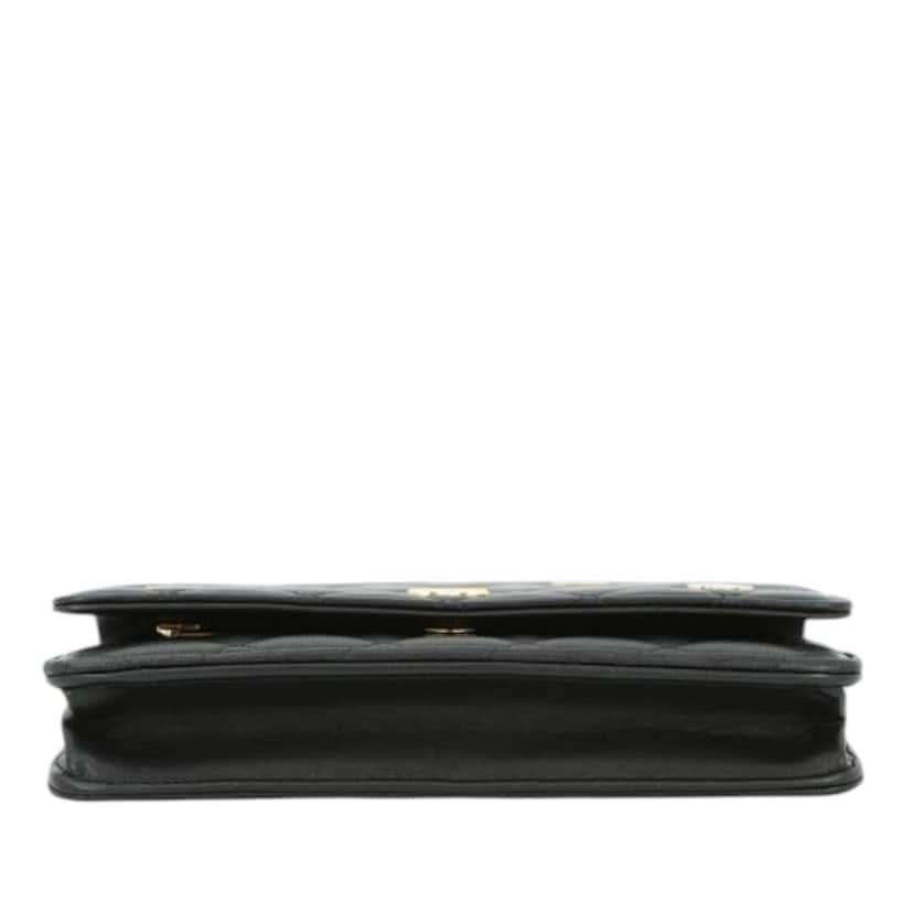 Chanel CC Quilted Lambskin Coco Casino Wallet On Chain Black Leather Good condition - Inside View