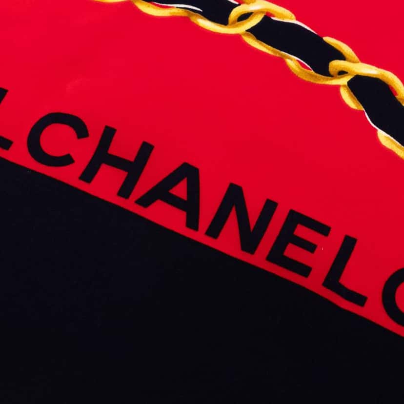 Chanel Classic Flap Silk Scarf Blue Silk Good condition - Model View