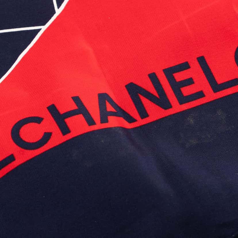 Chanel Classic Flap Silk Scarf Blue Silk Good condition - Box View