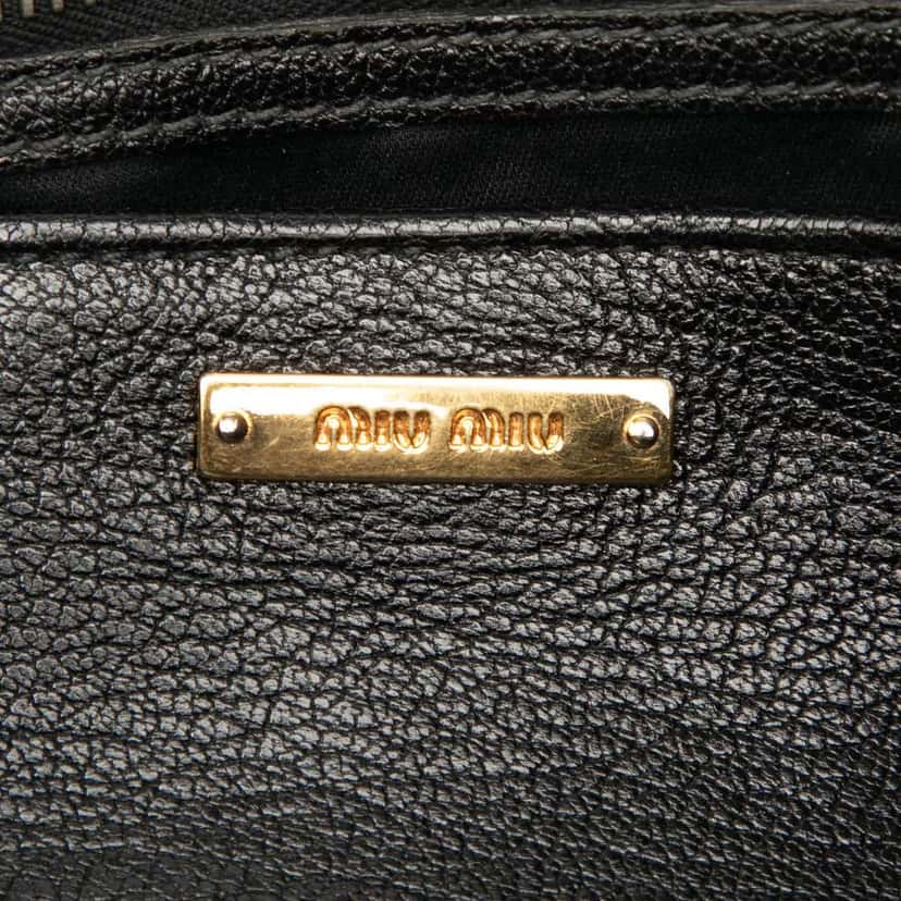 Miu Miu Goatskin Madras Satchel Black Leather Good condition - Box View