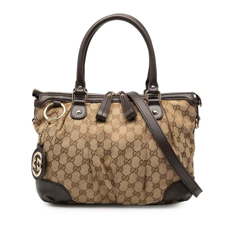 Gucci GG Canvas Sukey Satchel Brown Canvas Good condition - Front View