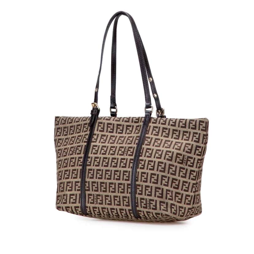 Fendi Mini Zucchino Canvas Superstar Tote Brown Canvas Good condition - Back View