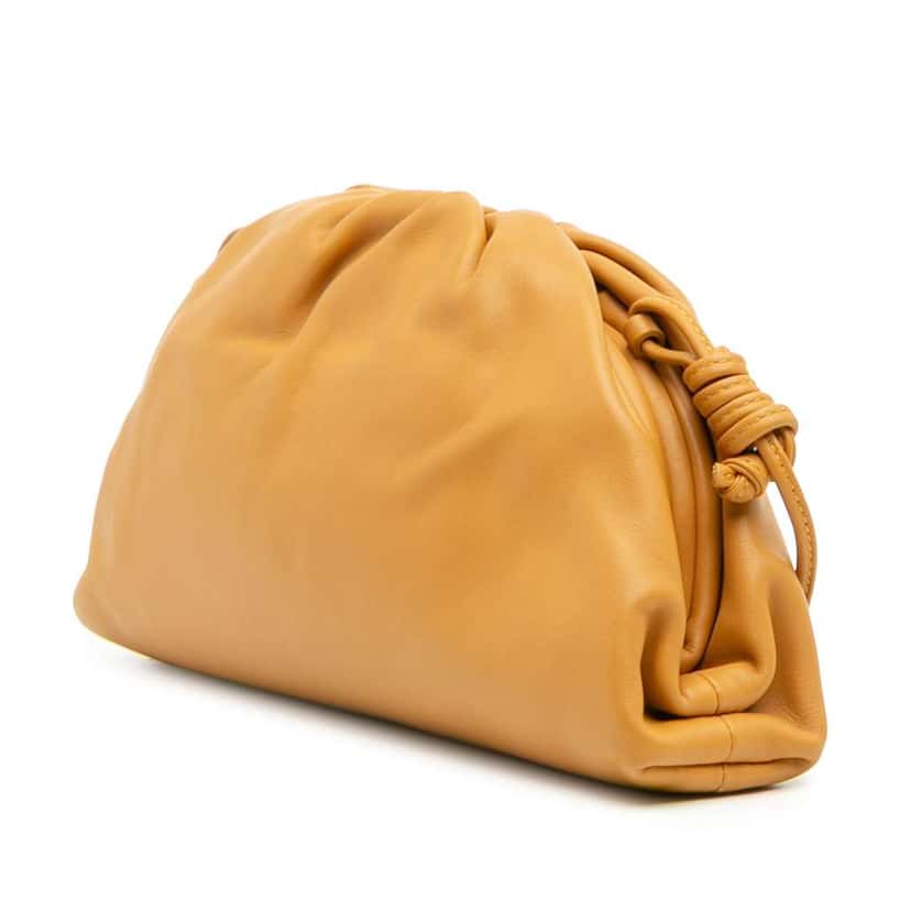 Bottega Veneta Lambskin The Mini Pouch Crossbody Orange Leather Good condition - Back View