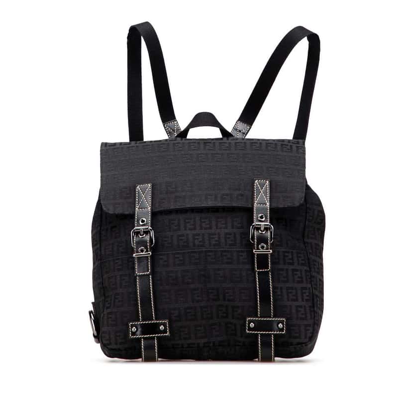 Fendi Zucchino Canvas Backpack Black Canvas Good condition - Front View