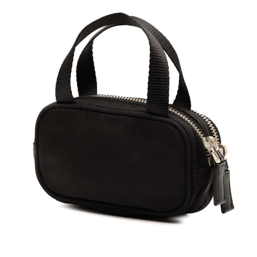 Prada Mini Tessuto Double Zip Handbag Black Good condition - Back View
