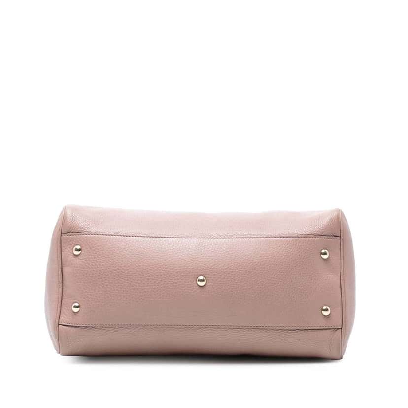 Gucci Medium Calfskin Bamboo Shopper Boston Bag Pink Leather Very good condition - Inside View