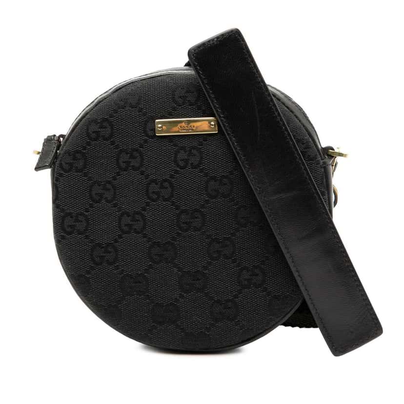 Gucci GG Canvas Round Crossbody Black Canvas Good condition - Front View